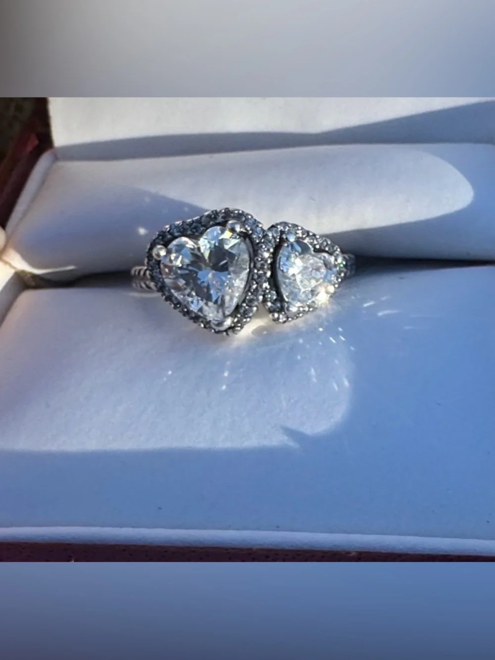 Sterling Silver Sparkling Halo Hearts Ring Halo Size 7